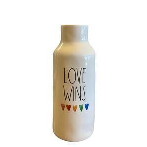 Rae Dunn Magenta Series “Love Wins” Watercolor Rainbow Heart Vase Pride A36